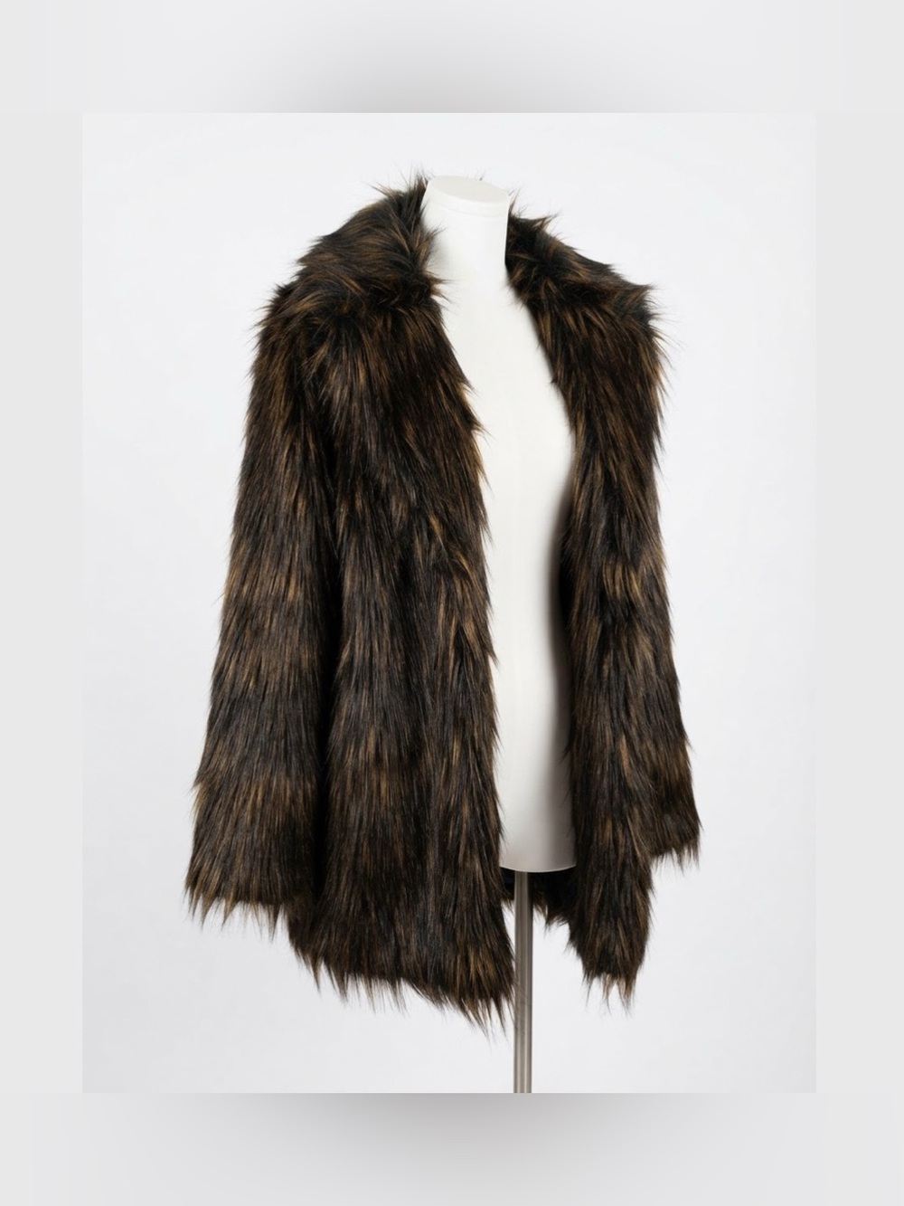NWT Current Mood Cognac Recipe For Disaster Oversized Faux Fur Coat XS
